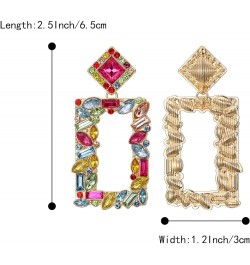 Art Deco Sparkly Rhinestone Marquise Rectangle Geometric Statement Dangle Earrings for Women Multicolor Gold-Tone $7.27 Earrings