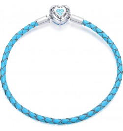 Genuine Blue Braided leather Bracelet with 925 Sterling Silver Snap Clasp Charms CZ For Women Teen Fits European Beads Charm ...