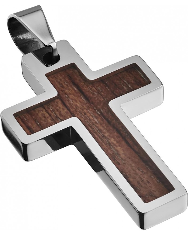 Personalized Tungsten Cross Gold Plated, Black Plated or Polished with Inlay of Opal, Hawaiian Koa Wood or Black Carbon Fiber...