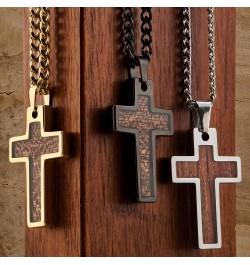 Personalized Tungsten Cross Gold Plated, Black Plated or Polished with Inlay of Opal, Hawaiian Koa Wood or Black Carbon Fiber...