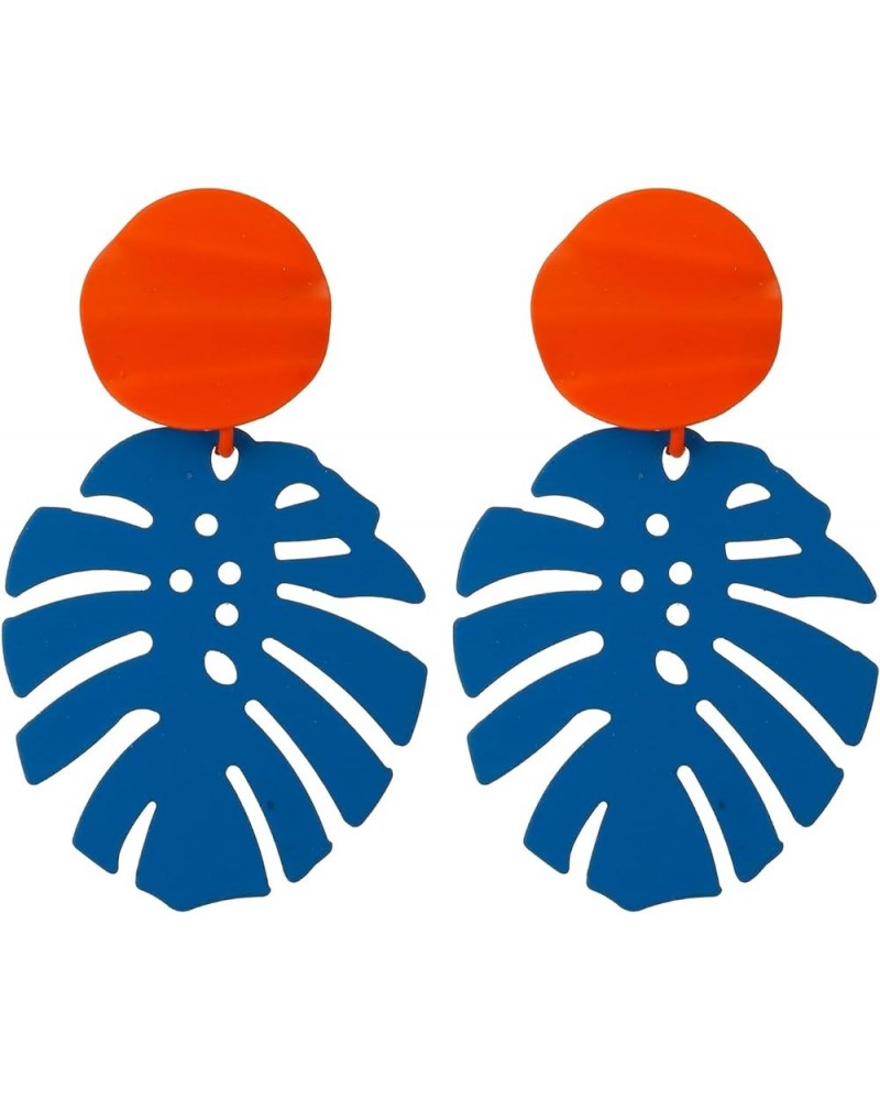 Palm Leaf Earrings for Women, Boho Tropical Dangle Earrings Monstera Drop Dangle Earrings for Women Girls Royal Blue $8.69 Ea...