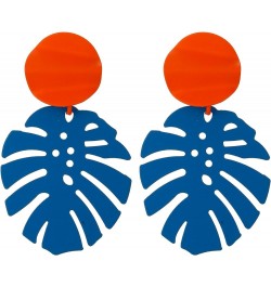 Palm Leaf Earrings for Women, Boho Tropical Dangle Earrings Monstera Drop Dangle Earrings for Women Girls Royal Blue $8.69 Ea...