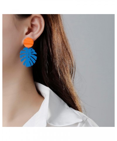 Palm Leaf Earrings for Women, Boho Tropical Dangle Earrings Monstera Drop Dangle Earrings for Women Girls Royal Blue $8.69 Ea...