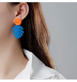 Palm Leaf Earrings for Women, Boho Tropical Dangle Earrings Monstera Drop Dangle Earrings for Women Girls Royal Blue $8.69 Ea...