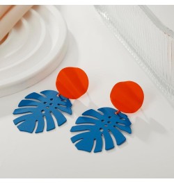 Palm Leaf Earrings for Women, Boho Tropical Dangle Earrings Monstera Drop Dangle Earrings for Women Girls Royal Blue $8.69 Ea...