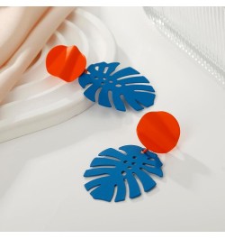 Palm Leaf Earrings for Women, Boho Tropical Dangle Earrings Monstera Drop Dangle Earrings for Women Girls Royal Blue $8.69 Ea...