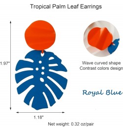 Palm Leaf Earrings for Women, Boho Tropical Dangle Earrings Monstera Drop Dangle Earrings for Women Girls Royal Blue $8.69 Ea...