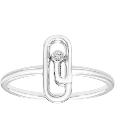 Diamond Paperclip, Link or Cuban Chain Link Ring in 14K Yellow Gold or Rhodium Plated.925 Sterling Silver - Choice of Style P...