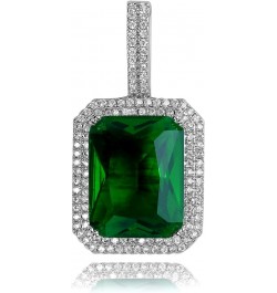 Hip Hop 6 Colors Solitaire Pendant Cubic Zirconia Halo Pendant Necklace with Solid Back… Emerald-silver $11.27 Necklaces