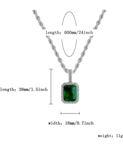 Hip Hop 6 Colors Solitaire Pendant Cubic Zirconia Halo Pendant Necklace with Solid Back… Emerald-silver $11.27 Necklaces