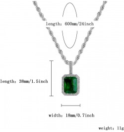 Hip Hop 6 Colors Solitaire Pendant Cubic Zirconia Halo Pendant Necklace with Solid Back… Emerald-silver $11.27 Necklaces