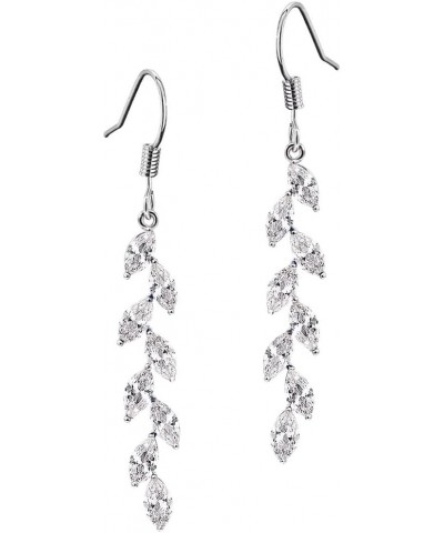 Marquise Dangle Earrings for Bride Bridesmaid Crystal Long Bridal Earrings for Women Prom Wedding Silver $10.44 Earrings