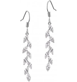 Marquise Dangle Earrings for Bride Bridesmaid Crystal Long Bridal Earrings for Women Prom Wedding Silver $10.44 Earrings