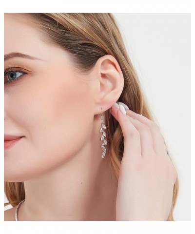 Marquise Dangle Earrings for Bride Bridesmaid Crystal Long Bridal Earrings for Women Prom Wedding Silver $10.44 Earrings