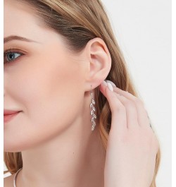 Marquise Dangle Earrings for Bride Bridesmaid Crystal Long Bridal Earrings for Women Prom Wedding Silver $10.44 Earrings