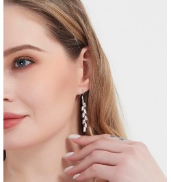 Marquise Dangle Earrings for Bride Bridesmaid Crystal Long Bridal Earrings for Women Prom Wedding Silver $10.44 Earrings