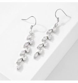 Marquise Dangle Earrings for Bride Bridesmaid Crystal Long Bridal Earrings for Women Prom Wedding Silver $10.44 Earrings