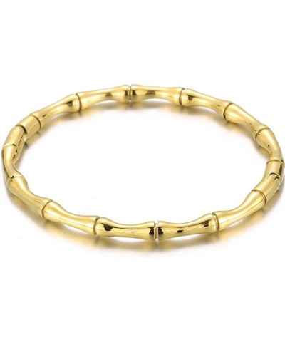 Stainless Steel Bamboo Style Classic Plain Open Clasp Bangle Bracelet Gold $7.53 Bracelets