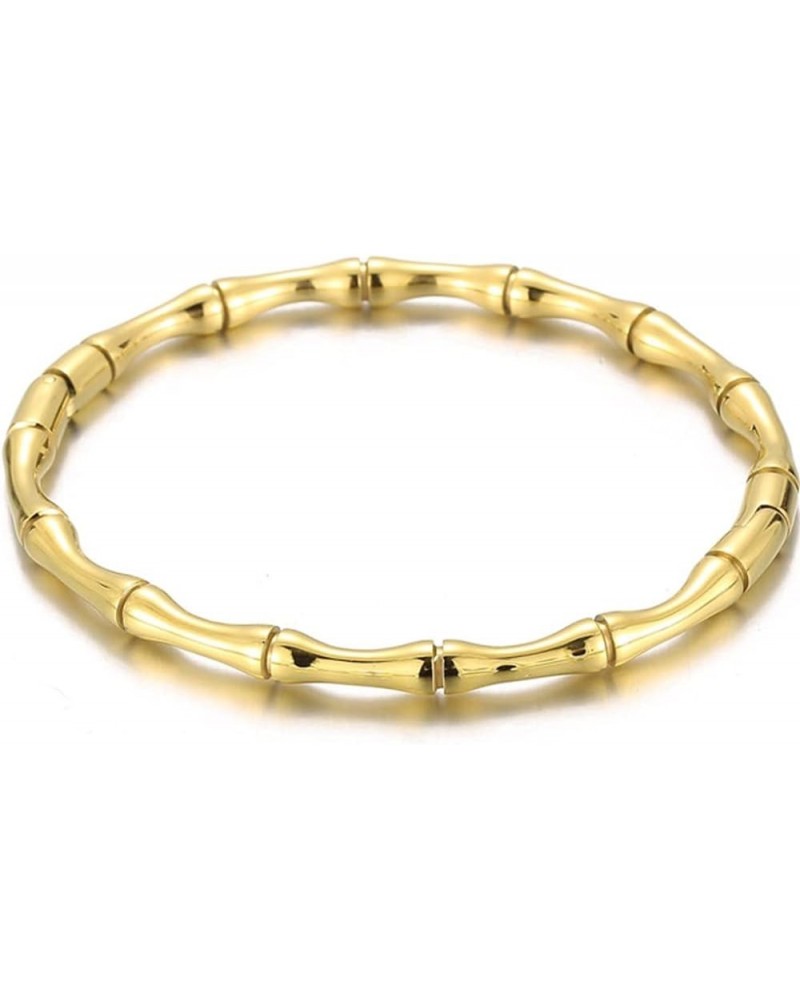 Stainless Steel Bamboo Style Classic Plain Open Clasp Bangle Bracelet Gold $7.53 Bracelets