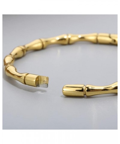 Stainless Steel Bamboo Style Classic Plain Open Clasp Bangle Bracelet Gold $7.53 Bracelets