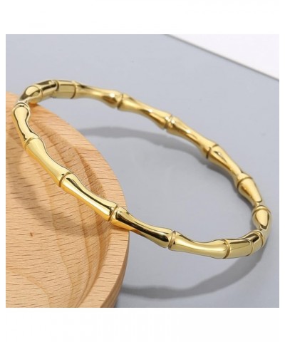 Stainless Steel Bamboo Style Classic Plain Open Clasp Bangle Bracelet Gold $7.53 Bracelets