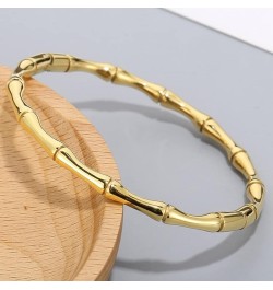 Stainless Steel Bamboo Style Classic Plain Open Clasp Bangle Bracelet Gold $7.53 Bracelets