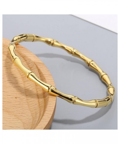 Stainless Steel Bamboo Style Classic Plain Open Clasp Bangle Bracelet Gold $7.53 Bracelets