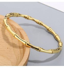 Stainless Steel Bamboo Style Classic Plain Open Clasp Bangle Bracelet Gold $7.53 Bracelets