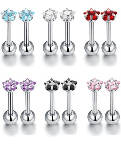 Fashion Stainless Steel 16g Diamond Barbell Studs Cartilage Earrings for Women Girls Tragus With Screw On Backs Cubic Zirconi...