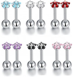 Fashion Stainless Steel 16g Diamond Barbell Studs Cartilage Earrings for Women Girls Tragus With Screw On Backs Cubic Zirconi...