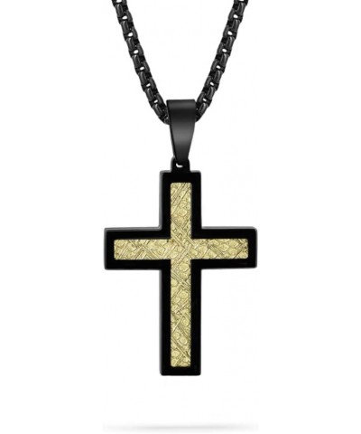 Cross Pendant Necklace Stainless Steel with a 26 Inch Rolo Chain… Black / Gold $10.77 Necklaces