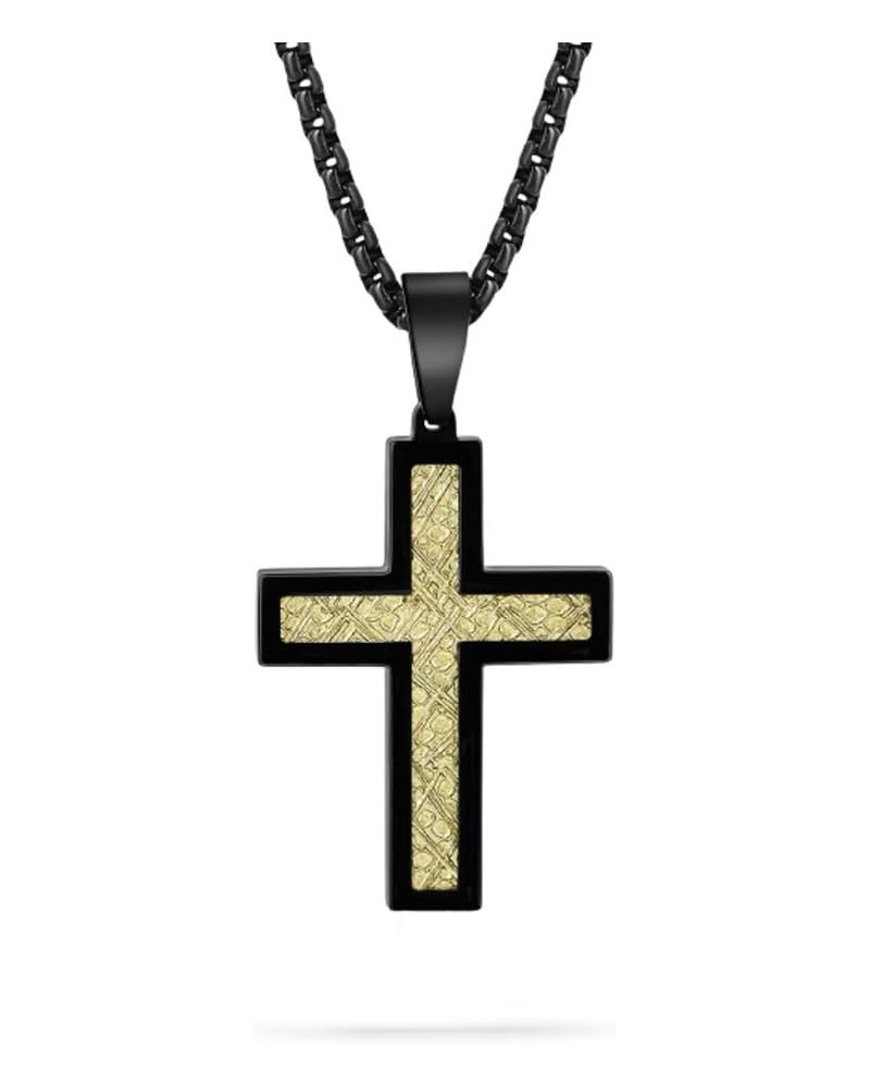 Cross Pendant Necklace Stainless Steel with a 26 Inch Rolo Chain… Black / Gold $10.77 Necklaces