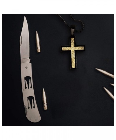 Cross Pendant Necklace Stainless Steel with a 26 Inch Rolo Chain… Black / Gold $10.77 Necklaces