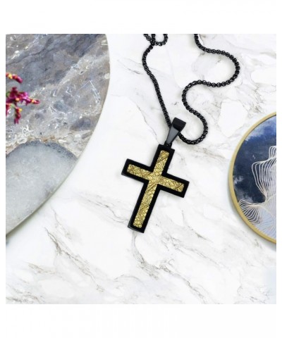 Cross Pendant Necklace Stainless Steel with a 26 Inch Rolo Chain… Black / Gold $10.77 Necklaces