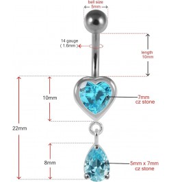 Jeweled Heart with Teardrop Dangling 925 Sterling Silver Belly-Navel Ring Body Jewelry Lavender $9.71 Body Jewelry