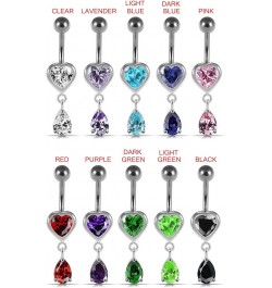 Jeweled Heart with Teardrop Dangling 925 Sterling Silver Belly-Navel Ring Body Jewelry Lavender $9.71 Body Jewelry