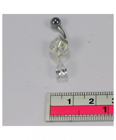 Jeweled Heart with Teardrop Dangling 925 Sterling Silver Belly-Navel Ring Body Jewelry Lavender $9.71 Body Jewelry