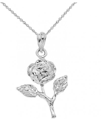 Sterling Silver Rose Stem Charm Pendant Necklace 16.0 Inches $16.09 Necklaces