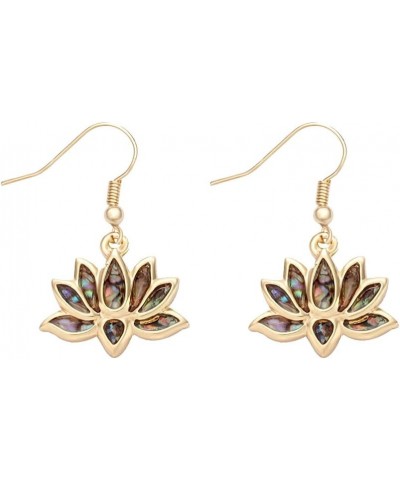 Lotus Flower Blossom Earrings Nature Abalone Paua Shell Dangle Earrings gold $8.99 Earrings