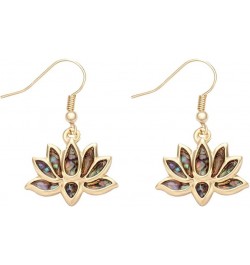 Lotus Flower Blossom Earrings Nature Abalone Paua Shell Dangle Earrings gold $8.99 Earrings