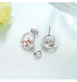 Corgi Earrings for Girls 925 Sterling Silver Corgi Stud Earrings Kawaii Animal Corgil Dog Earring Jewelry Gifts for Girls Wom...