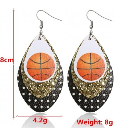 Leather Basketball Earrings for Women Basketball Jewelry USA Flag Earrings Lightweight Faux Leather Earrings Teardrop Ball Le...