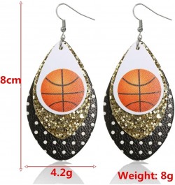 Leather Basketball Earrings for Women Basketball Jewelry USA Flag Earrings Lightweight Faux Leather Earrings Teardrop Ball Le...