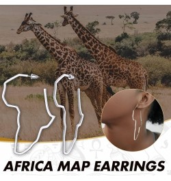 African Earrings for Women, Gold Africa Map Earring with Custom Name, Platinum/Black Minimalist Ethnic Style Dangle Drop Stat...