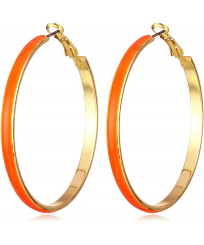 Alloy Colorful Hoop Drop Dangle Earrings Fashion Jewelry Orange $9.59 Earrings