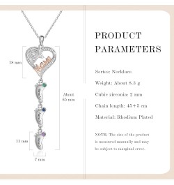 Personalized Mother's Day Gifts for Mom Necklace with 1-6 Baby Feet Birthstone Necklace for New Mom Engrave Name Necklace for...