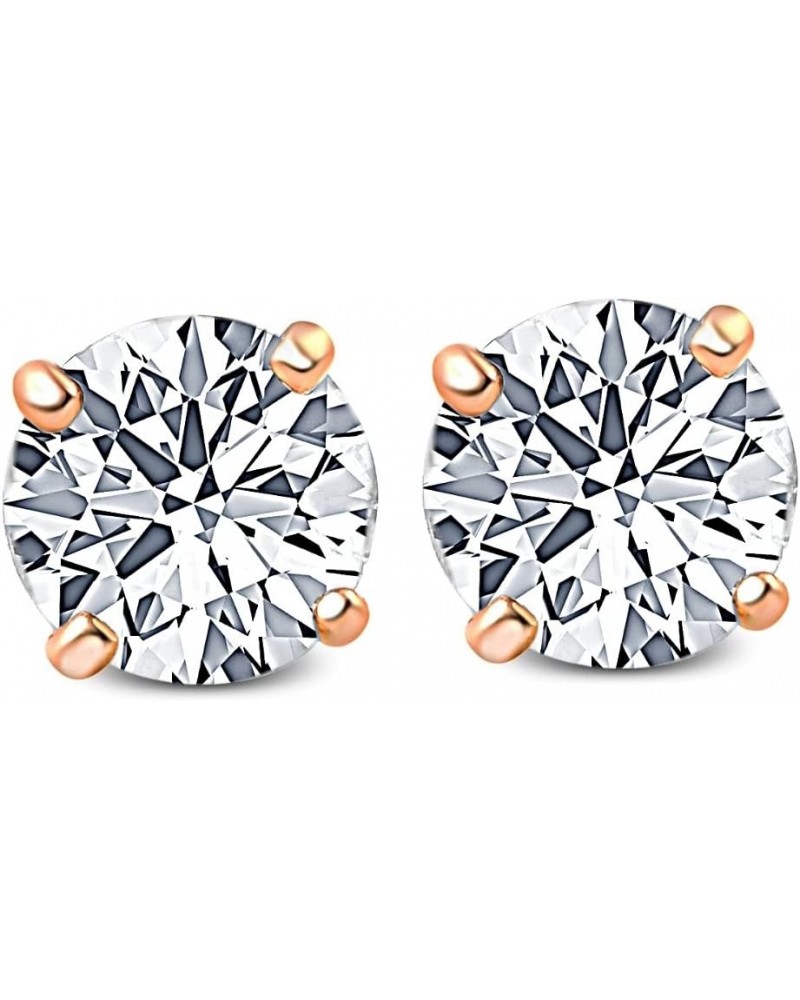 1-3 Ct T.W. Lab Grown Round-Cut Diamond Studs in 14k White, Yellow, or Rose Gold Women's Earrings by Pompeii3 Rose Gold 3.0 c...