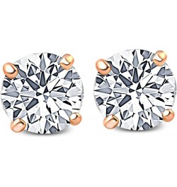 1-3 Ct T.W. Lab Grown Round-Cut Diamond Studs in 14k White, Yellow, or Rose Gold Women's Earrings by Pompeii3 Rose Gold 3.0 c...