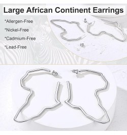 African Earrings for Women, Gold Africa Map Earring with Custom Name, Platinum/Black Minimalist Ethnic Style Dangle Drop Stat...