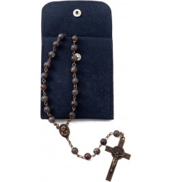 Rosary Beads Catholic - 8mm Round Acrylic Catholic Rosary Beads Rosary Necklace, Navy Velet Button Bag,Christian Praying Bead...